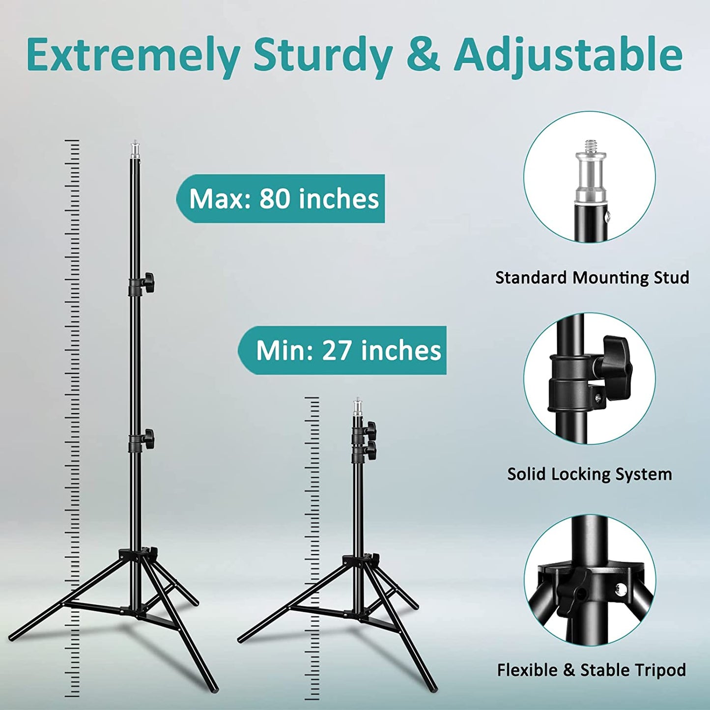 Heysliy Softbox Photography Lighting Kit 50x70cm, Studio Light with 150W 5500K Daylight Bulb & E27 Socket, Softbox Lighting Kit for Fashion Portrait, Product Photography, Video Shooting, Live Stream