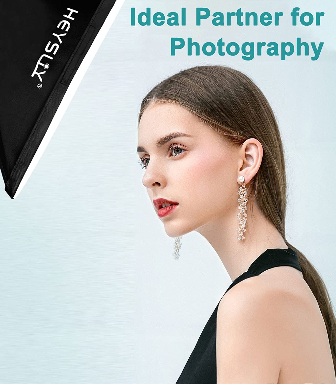 Heysliy Softbox Photography Lighting Kit 50x70cm, Studio Light with 150W 5500K Daylight Bulb & E27 Socket, Softbox Lighting Kit for Fashion Portrait, Product Photography, Video Shooting, Live Stream